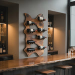 Mid Century Wooden Live Edge Wine Holder For Living Room Decor