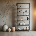 Mid Century Wooden Open Shelf For Living Room Furniture Decor