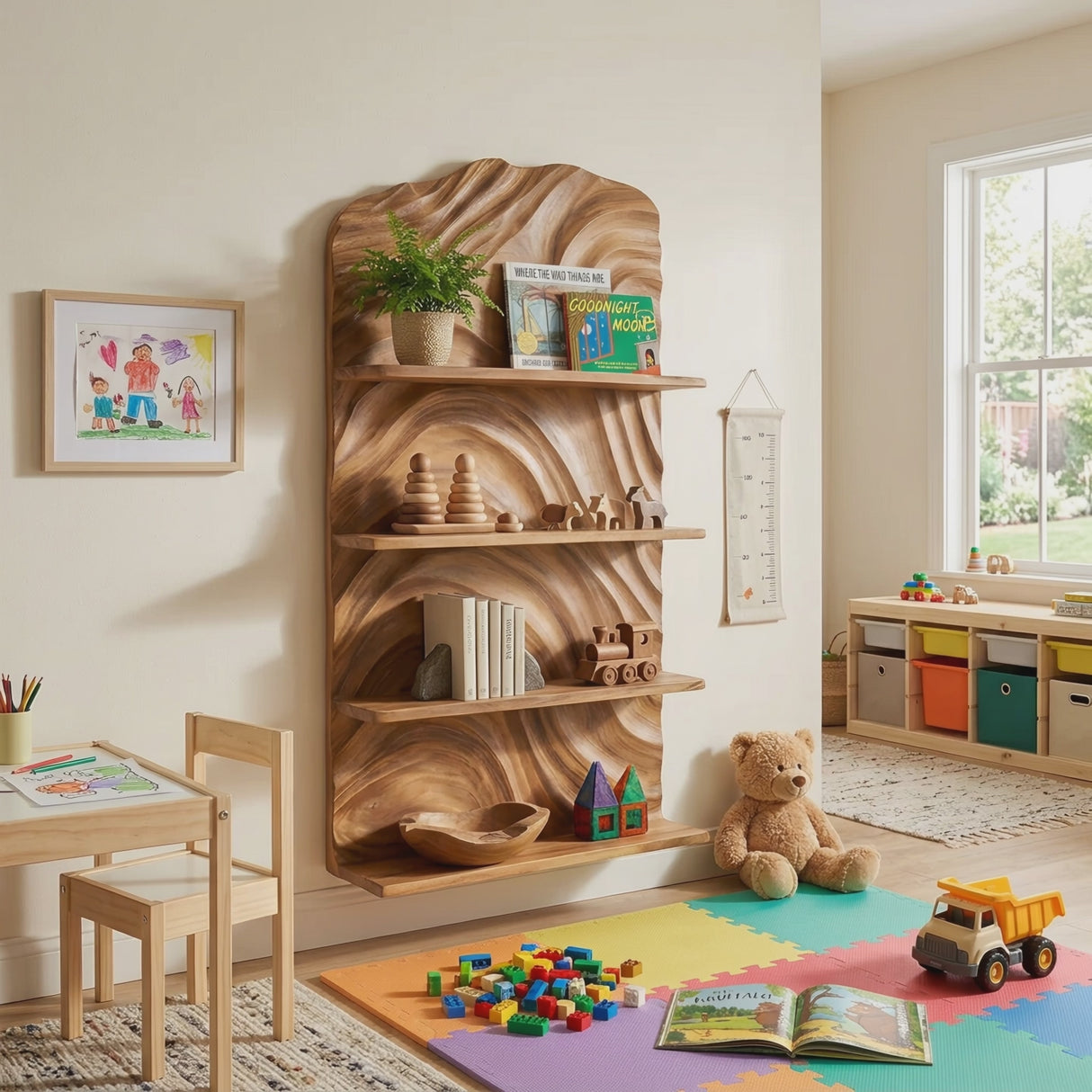 Rustic Handcrafted Wooden Wall Rack For Entryway Storage Display