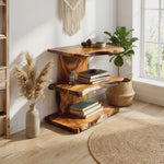 Farmhouse Wooden Live Edge Standing Shelf For Housewarming Gift Decor