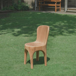 Sculptural Solid Wood Chair With Curved Seat For Garden Or Indoor Decor