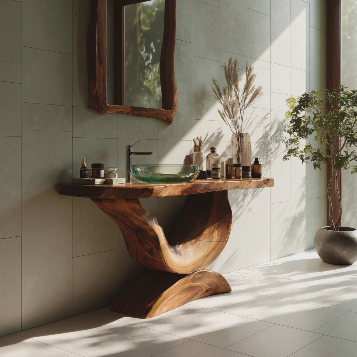 Mid Century Solid Wood Vanity For Bathroom Furniture