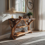 Mid Century Wooden Live Edge Console Table For Modern Furniture Decor