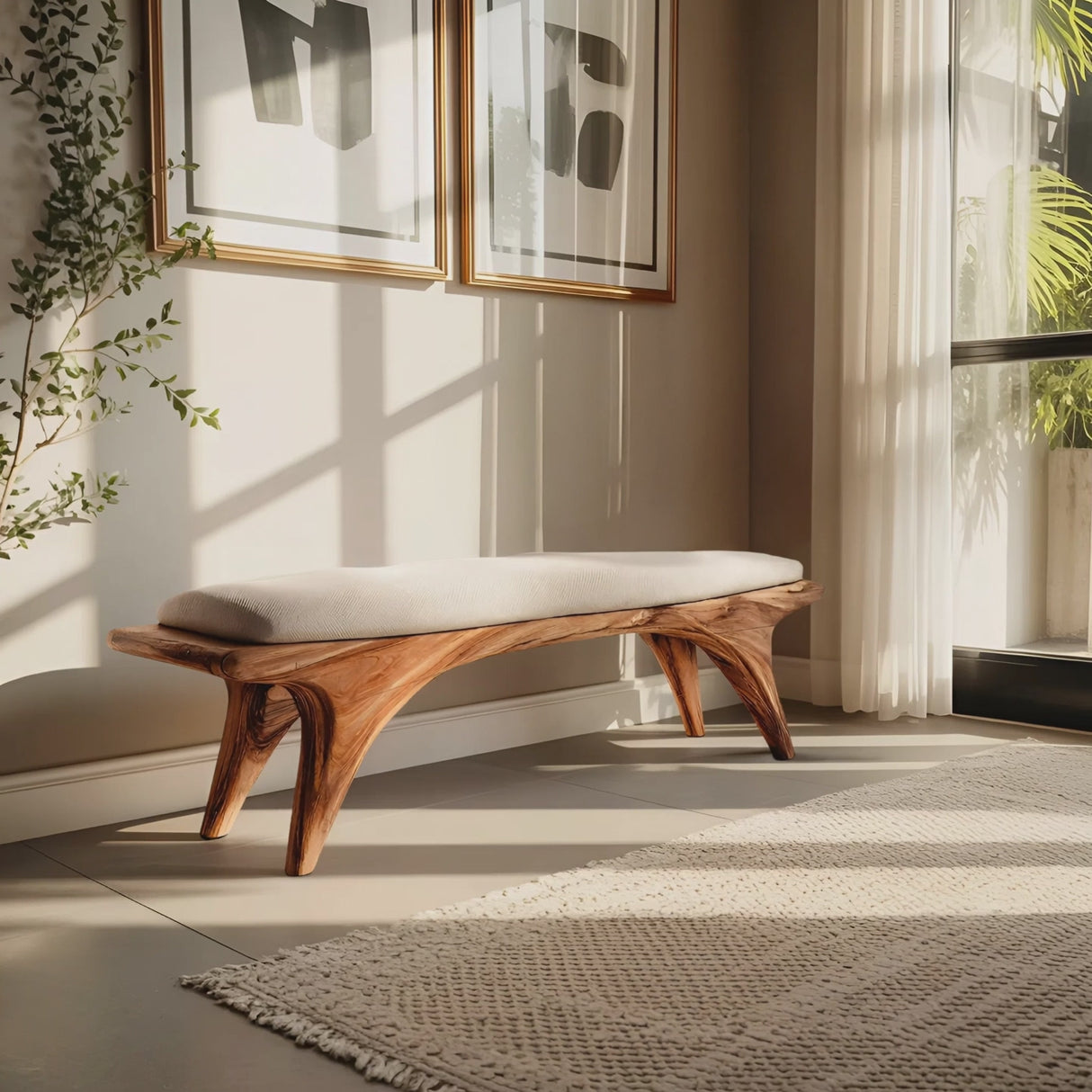 Organic Sculptural Bench For Hallway Furniture