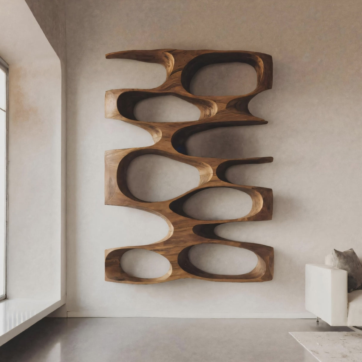 Minimalist Organic Void Form Bookshelf For Living Room