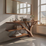 Farmhouse Wooden Live Edge Bathroom Vanity For Rustic Bathroom Design