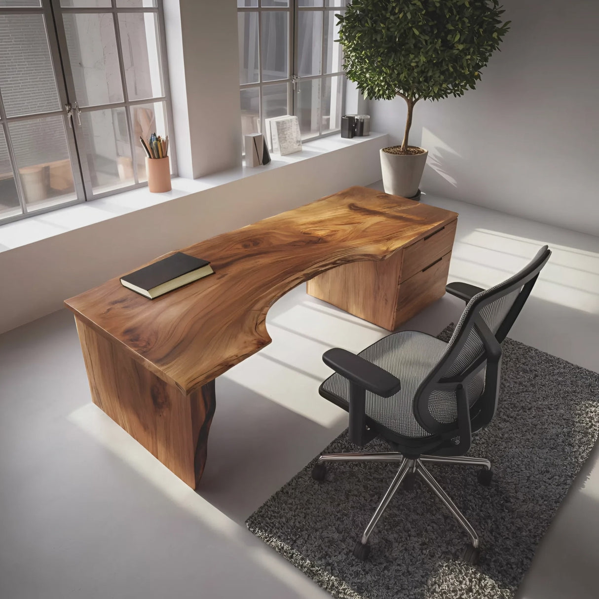 Organic Live Edge Desk For Office Or Studio Interior