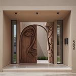 Artistic Face Carved Entry Door For Villa Entrance