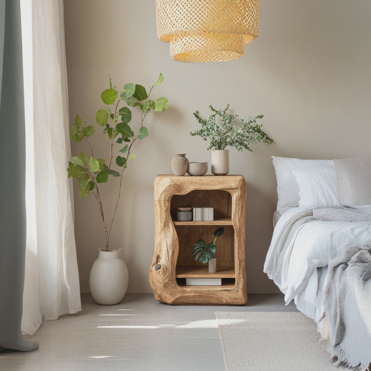 Rustic Wooden Nightstand Bedroom Furniture Essential