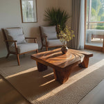 Mid Century Abstract Solid Wood Coffee Table For Living Room
