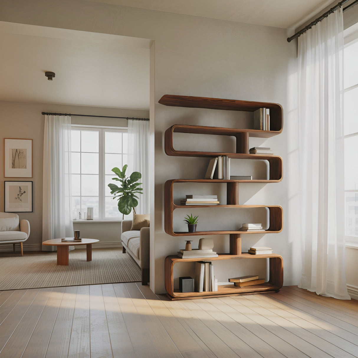 Modern Bookcase Freestanding Shelving Unit For Home Organization