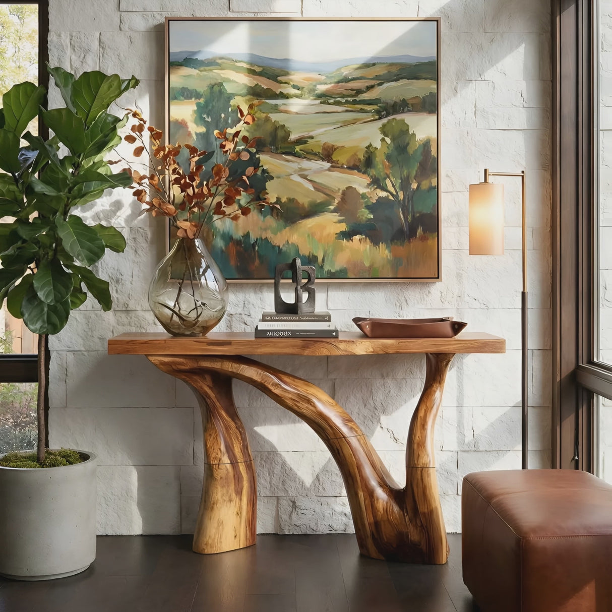 Handcrafted Live Edge Console Table Luxury Wood For Living Room Decor