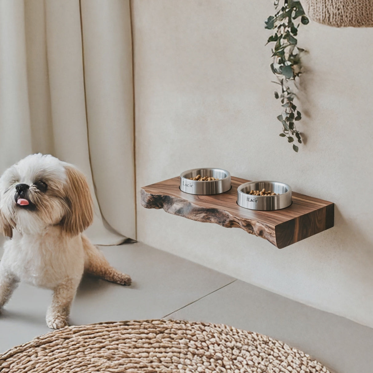 Rustic Dog Bowl Stand Handmade For Kitchen Area