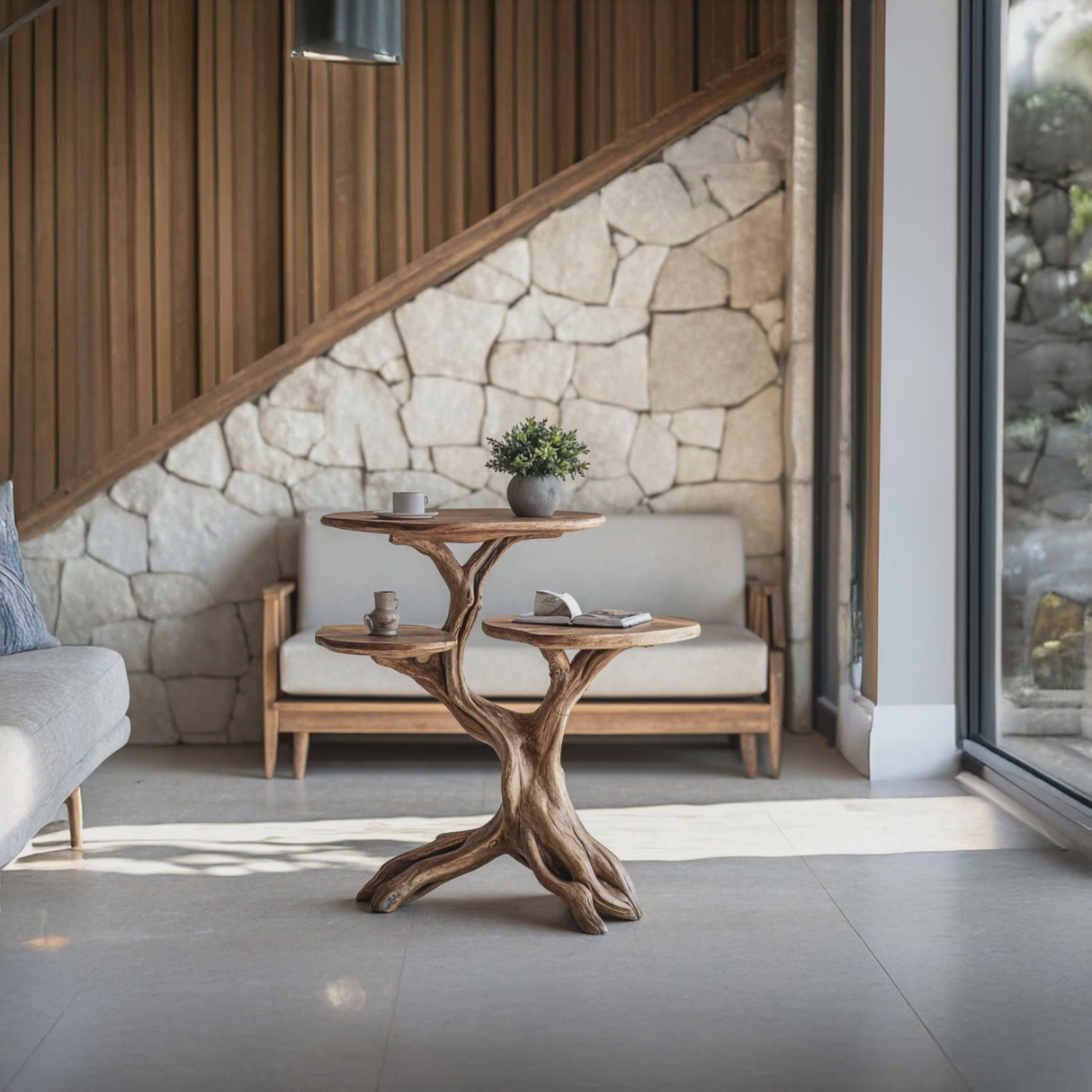 Farmhouse Solid Wood End Table For Living Room Space