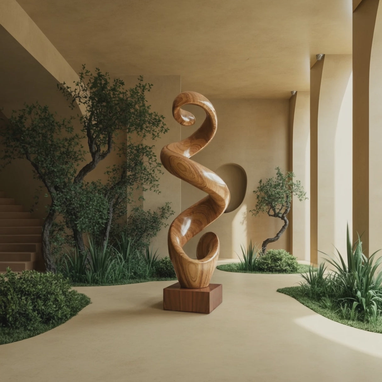 Rustic Large Twisted Spiral Floor Art For Office Decor