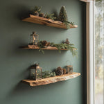 Handcrafted Solid Wood Floating Shelf For Festive Entryway Design