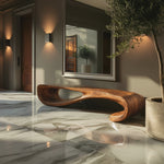 Modern Curved Entryway Bench For Hallway Accent
