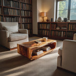 Rectangular Coffee Table Carved Hollow Design For Living
