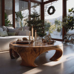 Farmhouse Wooden Coffee Table For Living Room Holiday Decoration