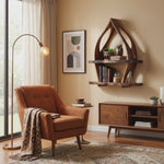 Mid Century Curved Wood Wall Shelf For Furniture Decor