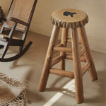 Rustic Black Bear Stool For Cabin Living Room Seating