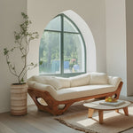 Artistic Wooden Sofa With Sculptural Organic Frame For Contemporary Home