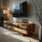 Mid Century Rustic Wooden TV Stand For Living Room