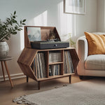 Farmhouse Solid Wood Record Stand For Entryway Furniture Decor