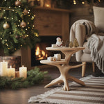 Handcrafted Round End Table For Entryway Design Xmas Accent