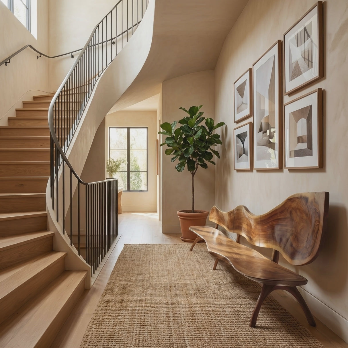 Live Edge Solid Wood Bench For Entryway Sitting Area
