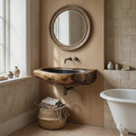 Modern Wall Mounted Wooden Bathroom Sink For Elegant Bathroom Interior