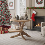 Handcrafted Wooden End Table For Living Room Christmas Accent Piece