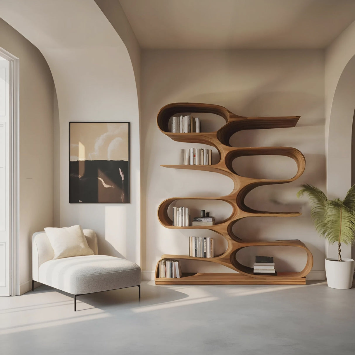 Organic Living Room Bookshelf For Home Decor