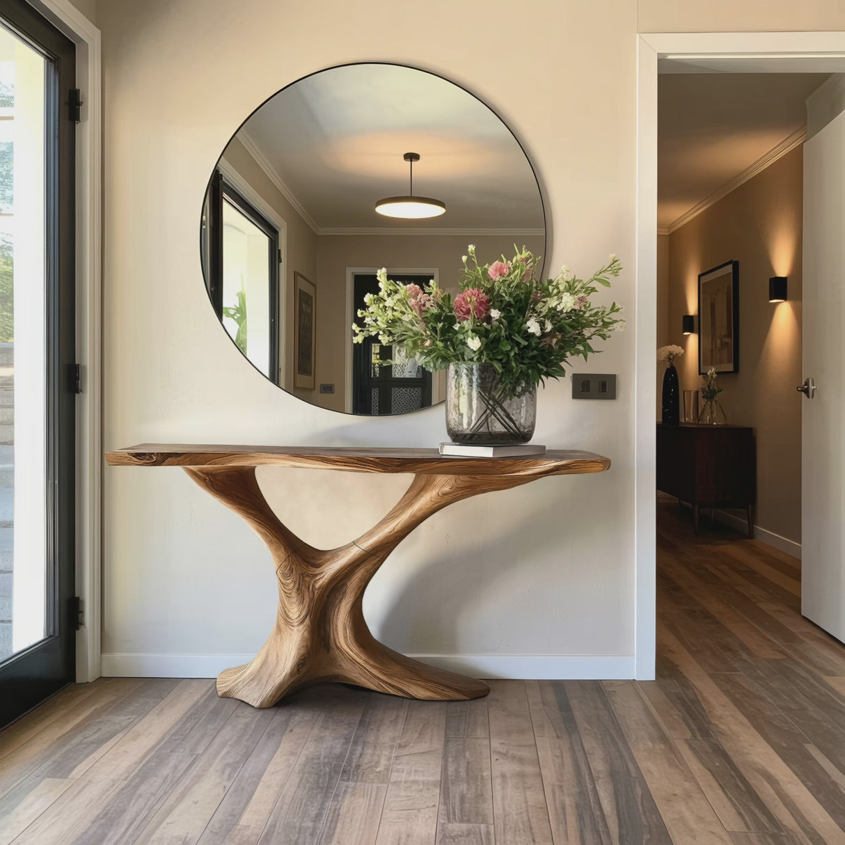 Mid Century Live Edge Entryway Table For Bedroom Decor And Display