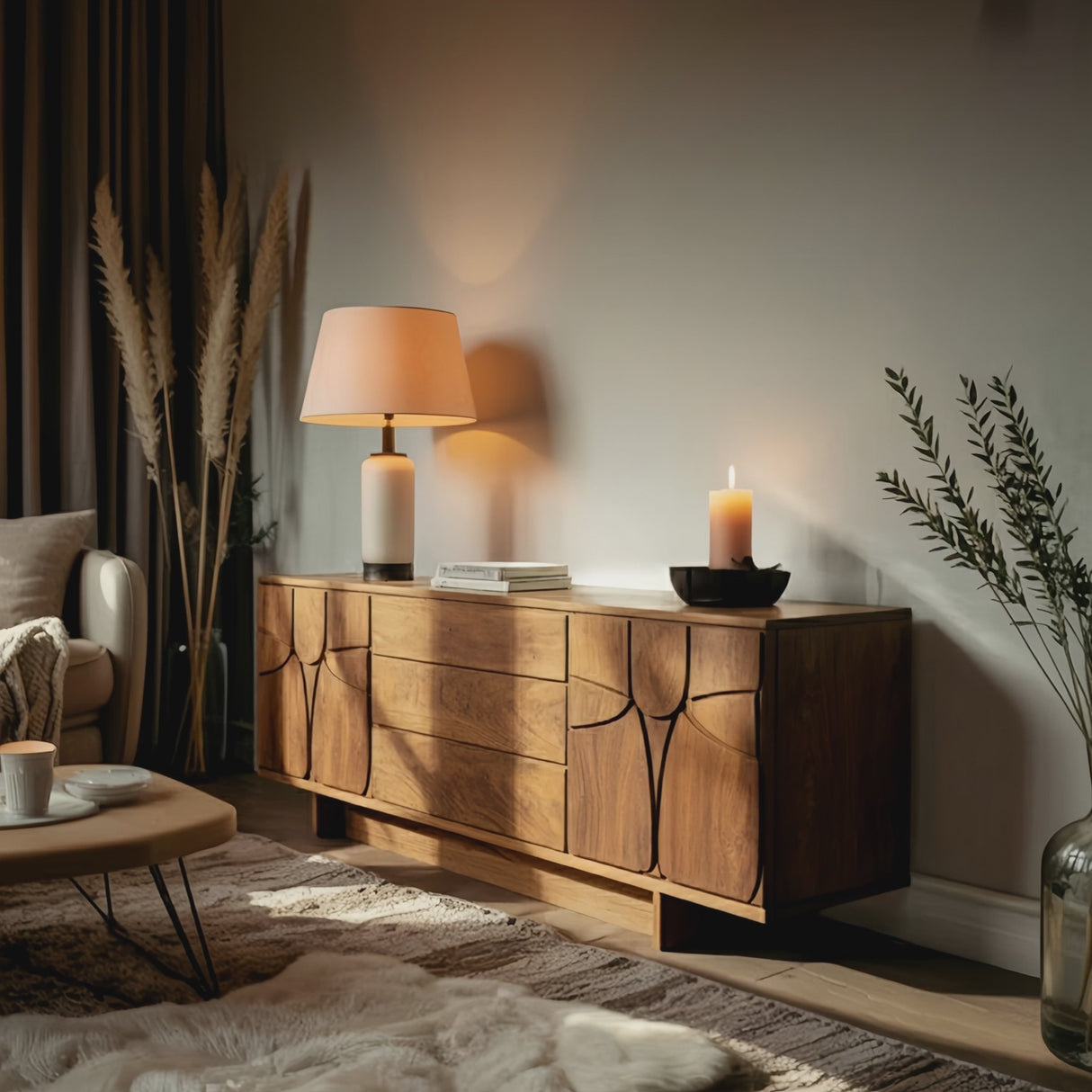 Modern Carved Sideboard For Living Room Or Dining