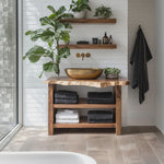 Farmhouse Wooden Vanity For Bathroom Furniture Setup