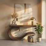 Handcrafted Sculptural Live Edge Console Table For Luxury Living Room