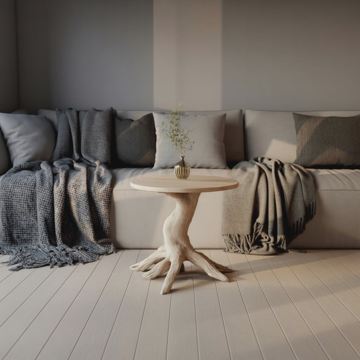 Farmhouse Solid Wood End Table For Living Room Stylish Wall Accent