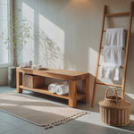 Minimalist Shower Bench With Storage Shelf For Bathroom