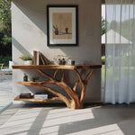 Mid Century Live Edge Entryway Table For Rustic Bedroom Furniture