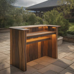 Rustic Live Edge Bar Counter With Lighting For Patio
