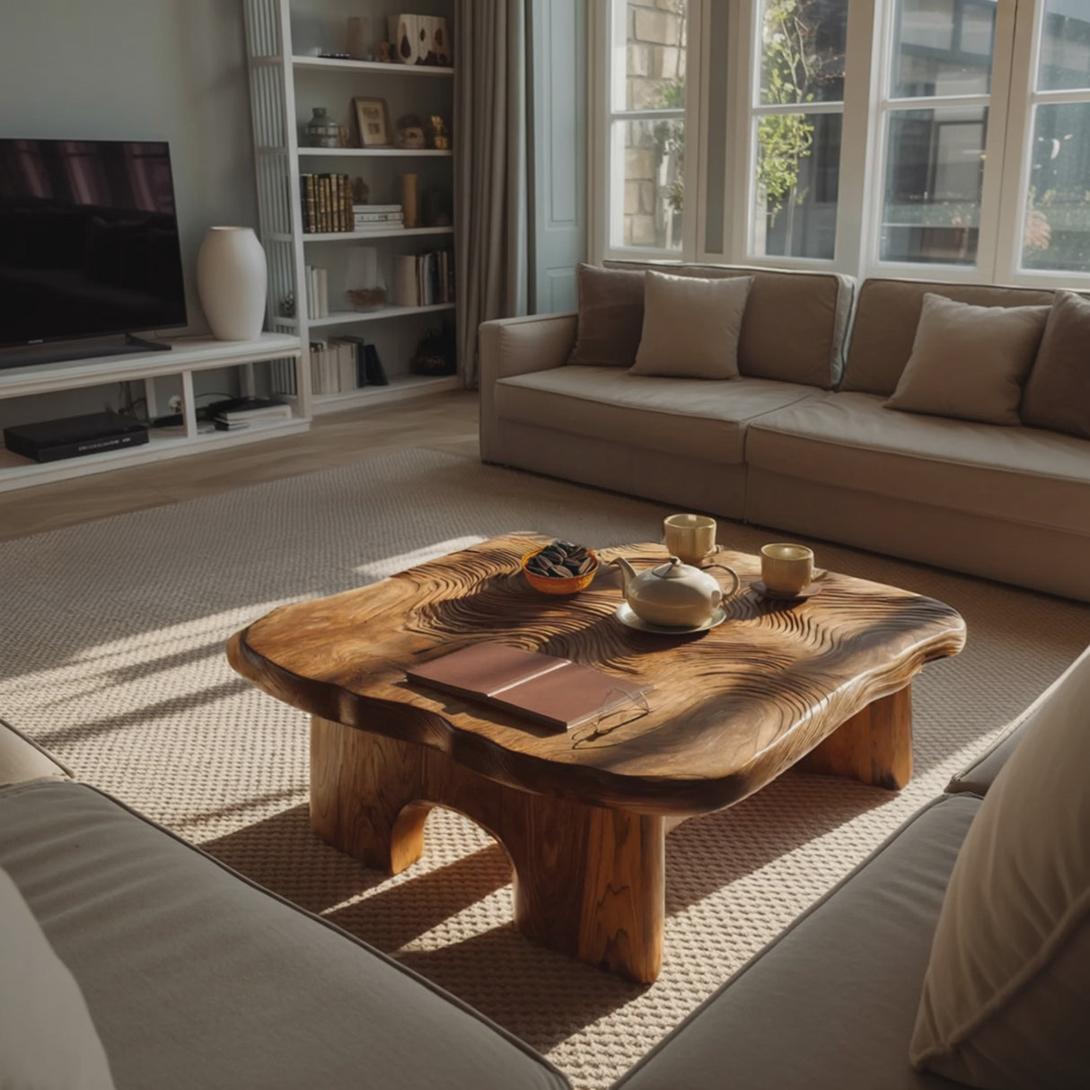 Modern Irregular Live Edge Coffee Table For Living Room Decor