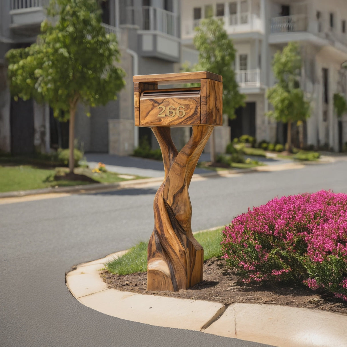 Farmhouse Wooden Sculpture Mailbox For Patio Rustic Garden Design