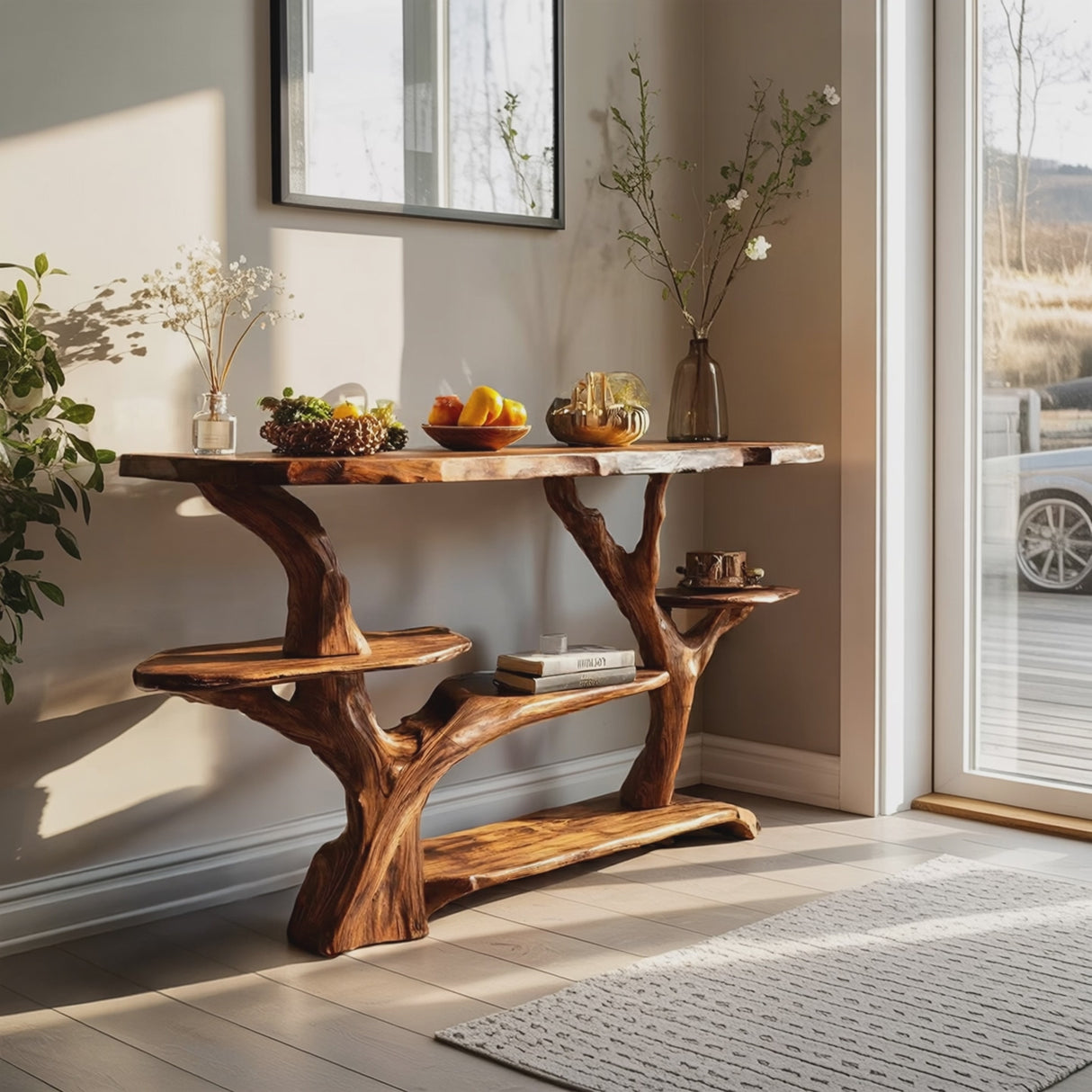 Mid Century Solid Wood Console Table For Stylish Entryway Design