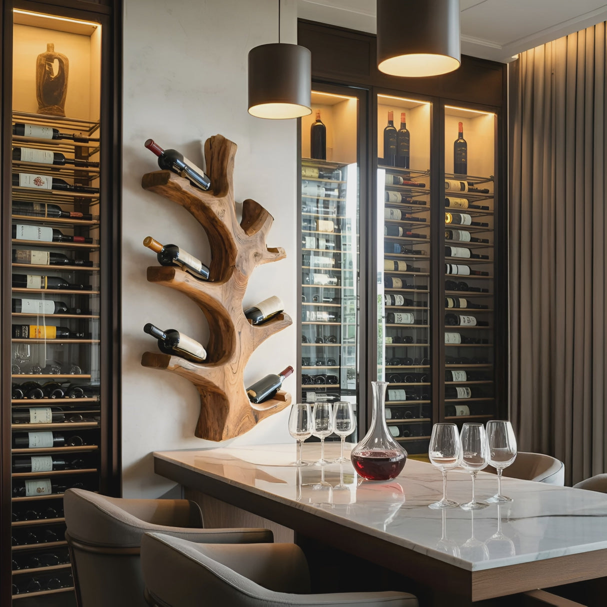 Luxury Wine Rack Wall Sculpture For Kitchen And Living Room