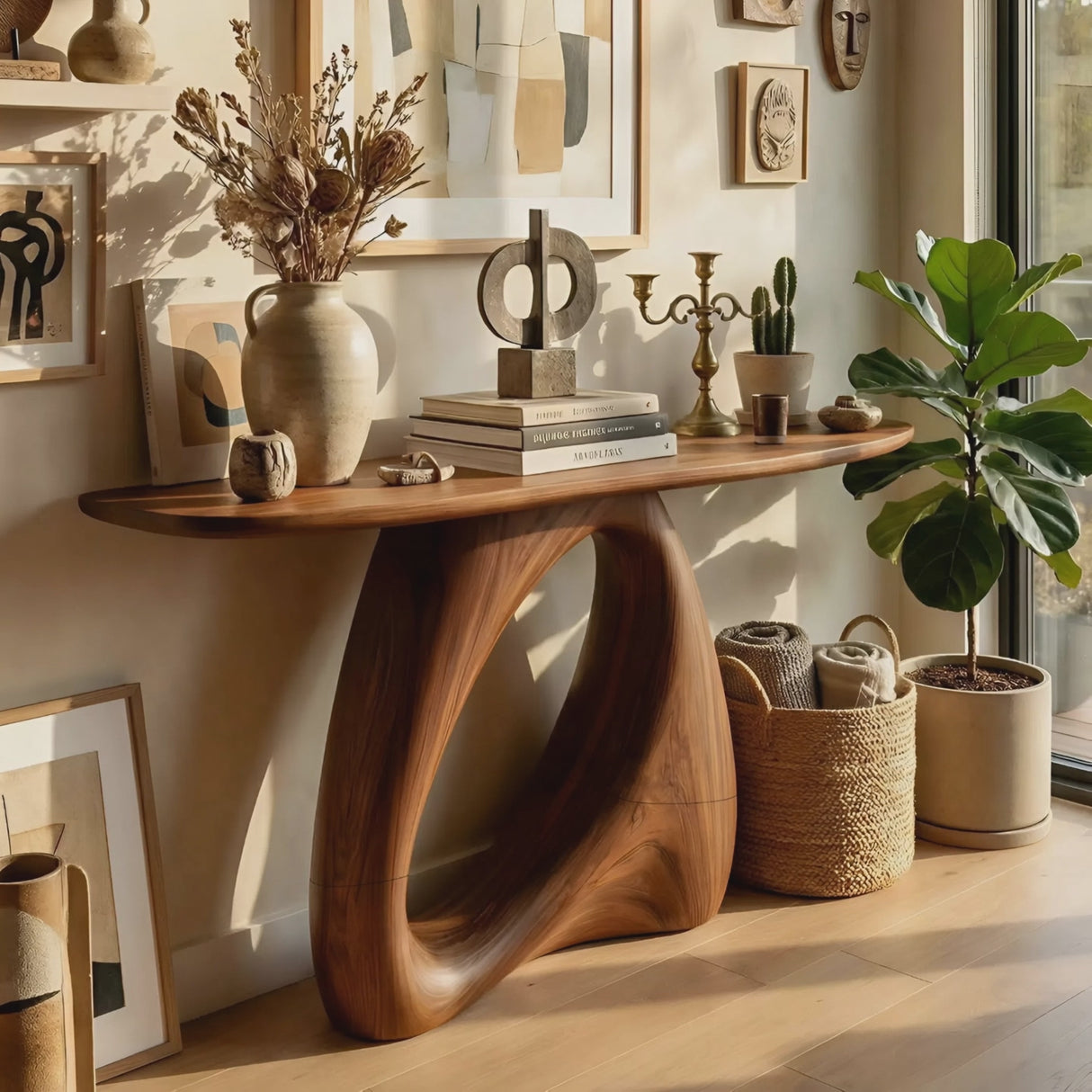 Mid Century Live Edge Console Table Organic Modern For Living Room Decor