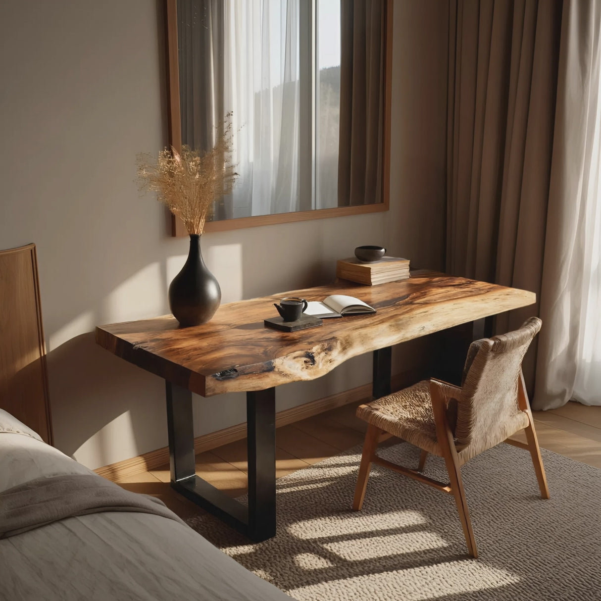 Handcrafted Wooden Tabletop For Modern Bedroom Decor