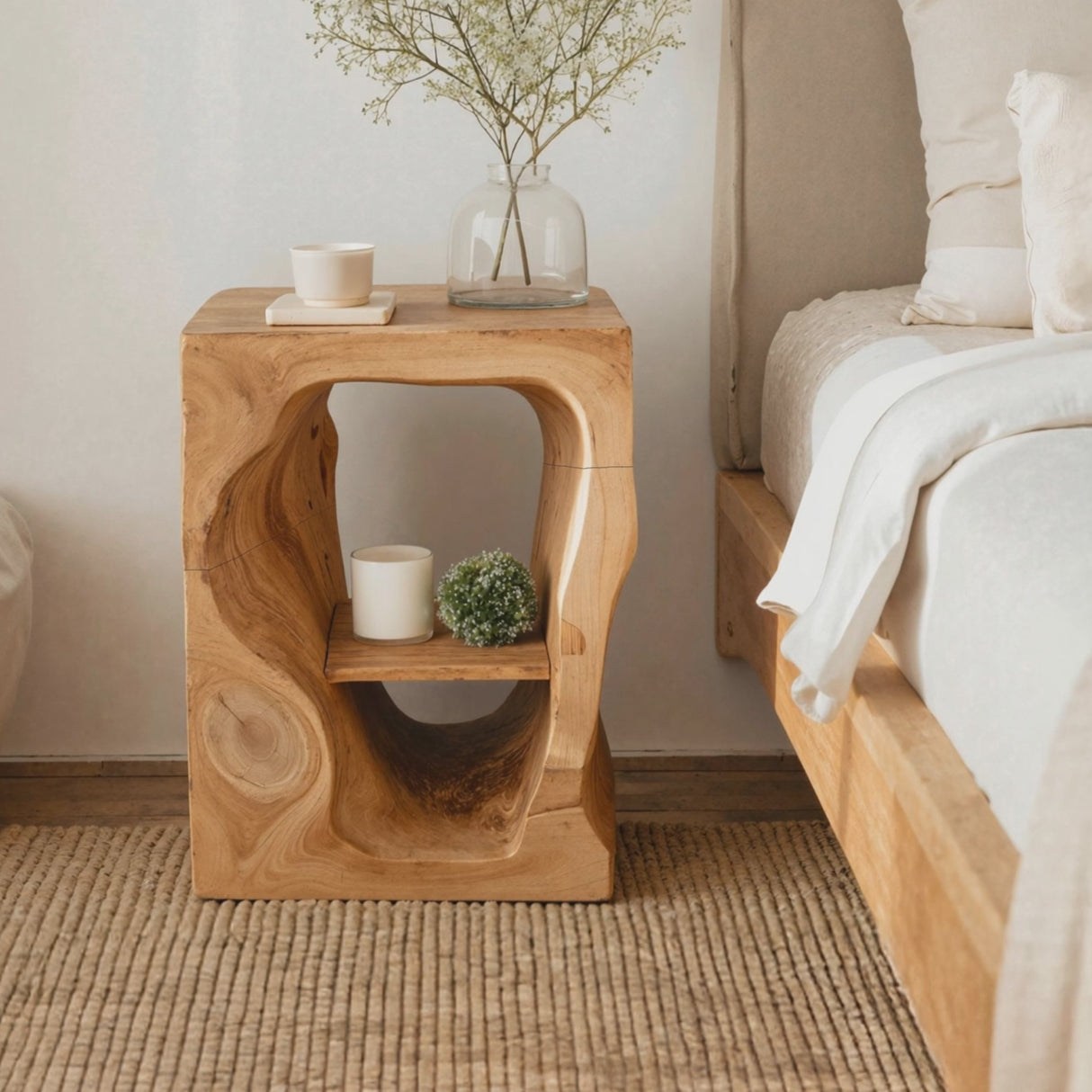 Mid Century Wooden Nightstand For Chic Bedroom Set