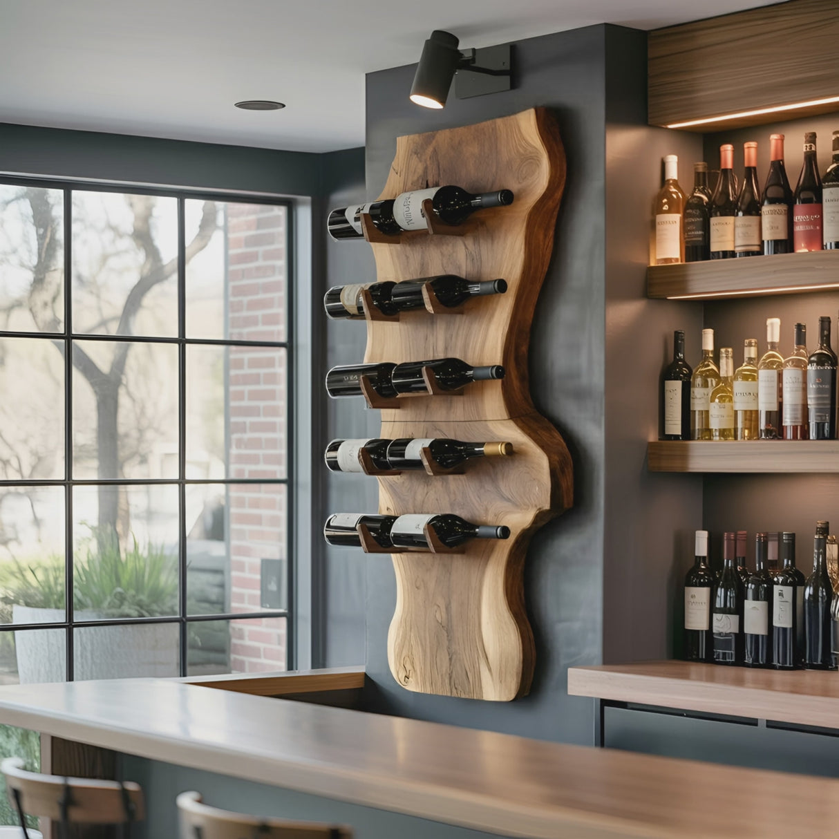 Modern Solid Wood Wine Rack For Living Room And Bar Display