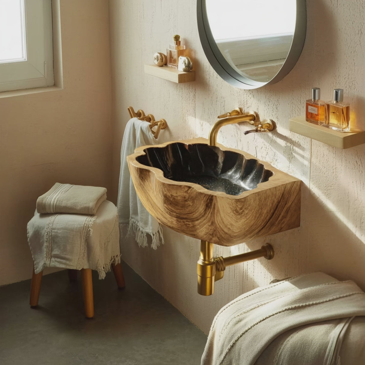Handcrafted Solid Wood Vanity Sink For Modern Bathroom Decor